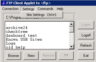 Client Applet Settings Menu